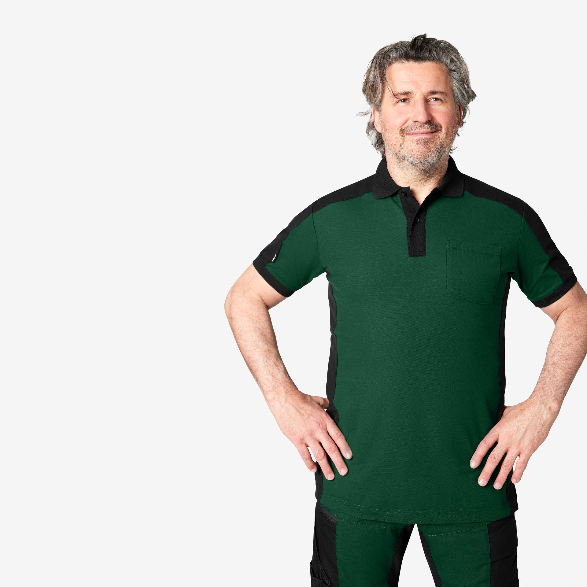 FHB Poloshirt Konrad, zweifarbig, grün-schwarz