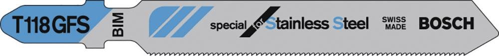 Stichsägeblatt T 118 GFS Bosch VE à 5 Stück Basic for Stainless Steel