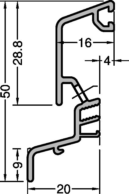Regenschutzschiene Spree D 24 OF, Stück= 6,00 m