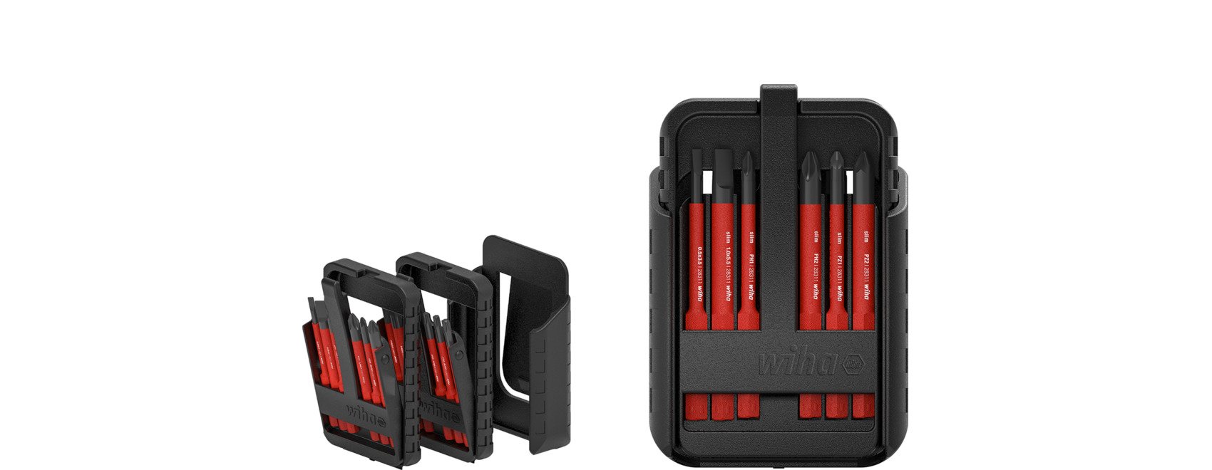 Wiha Bit Set slimBit electric Schlitz, Phillips, Pozidriv, PlusMinus/Pozidriv, TORX® 12-tlg. mit Gürtelhalter (43162)
