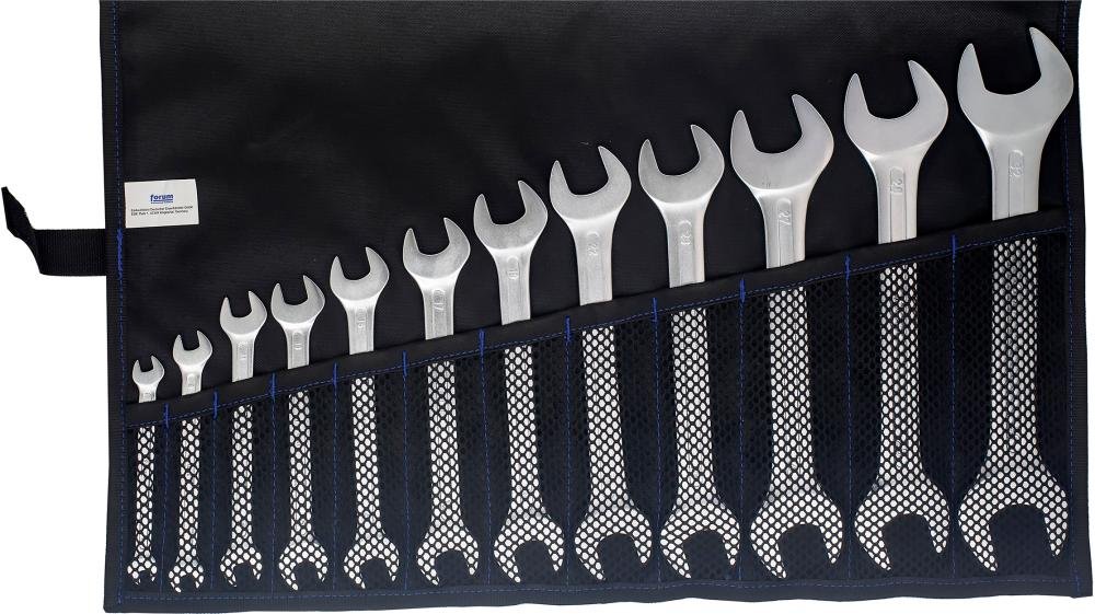 Doppelmaulschlüssel-Satz DIN3110 6-32mm 12-teilig in Rolltasche FORUM