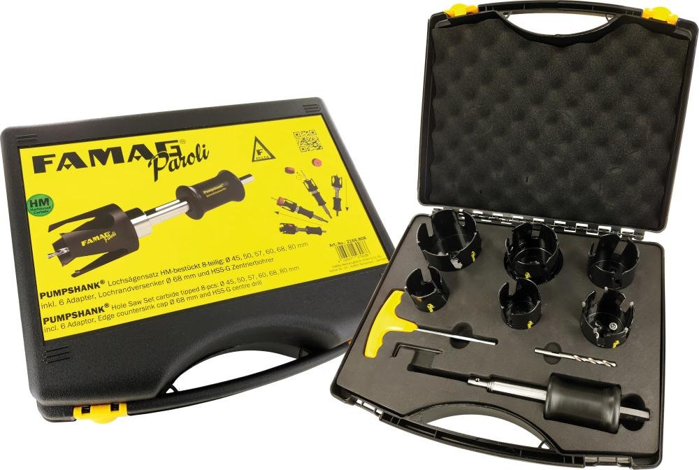 HM- PAROLI- Lochsägensatz8-tlg. D45-50-57-60-68-80 mm inkl. Adapter + LRV + PS