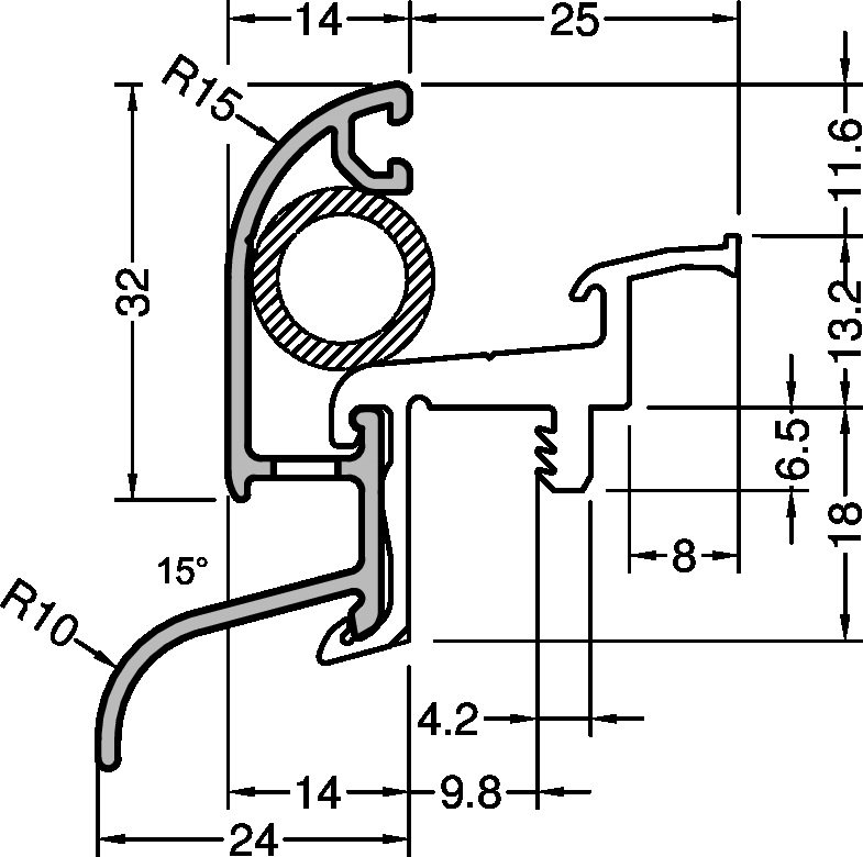 Regenschutzschiene Drau 25/24 F-Ti, Stück= 6,00 m