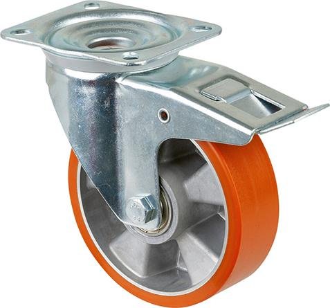 Lenkrolle L420.B90 mit Totalfeststeller Rad Ø 160mm 300kg, Stahl verzinkt