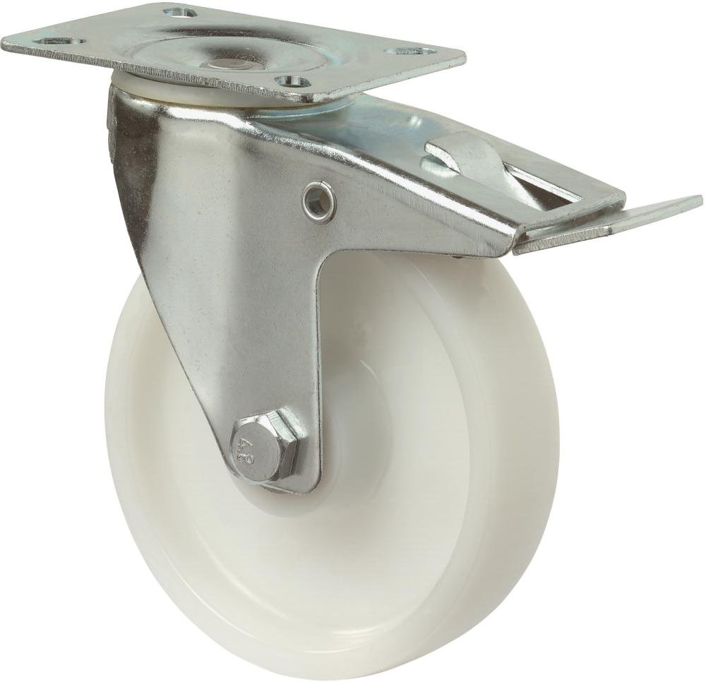 Lenkrolle 100mm L420.B10 Platte,Kst.weiß,RL,Fest L420.B10.100 BS ROLLEN