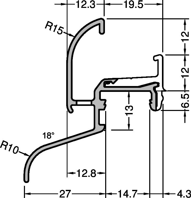 Regenschutzschiene Kocher 29/27 F TXL, Stück= 6,00
