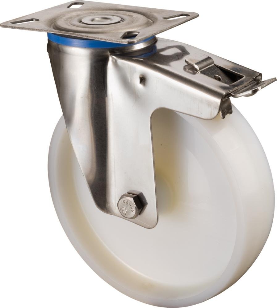 Lenkrolle 100mm H120 Platte,Kst.weiß,ER,GL,Fest. H120.A90.100 BS ROLLEN