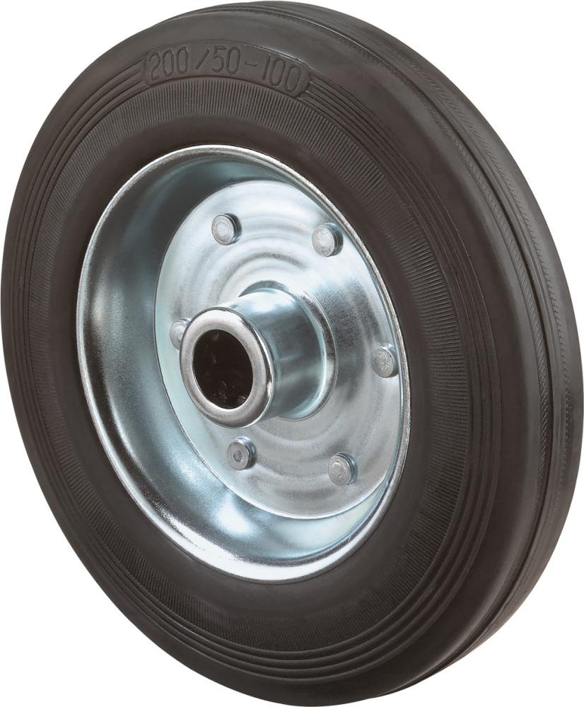 Gummirad 80mm B55.080 schwarz,Radk.verzinkt,RL BS ROLLEN