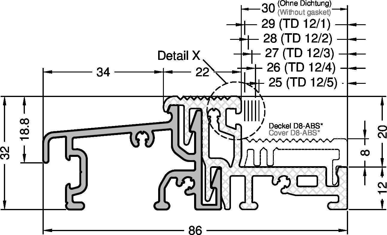 Gutmann Bodenschwelle Weser 86/32 TI, Länge= 6 m