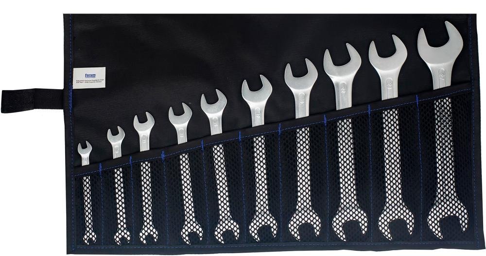 Doppelmaulschlüssel-Satz DIN3110 6-27mm 10-teilig in Rolltasche FORUM