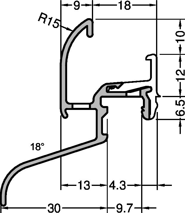 Regenschutzschiene Neckar 22/30 F TXL, Stück= 6,00