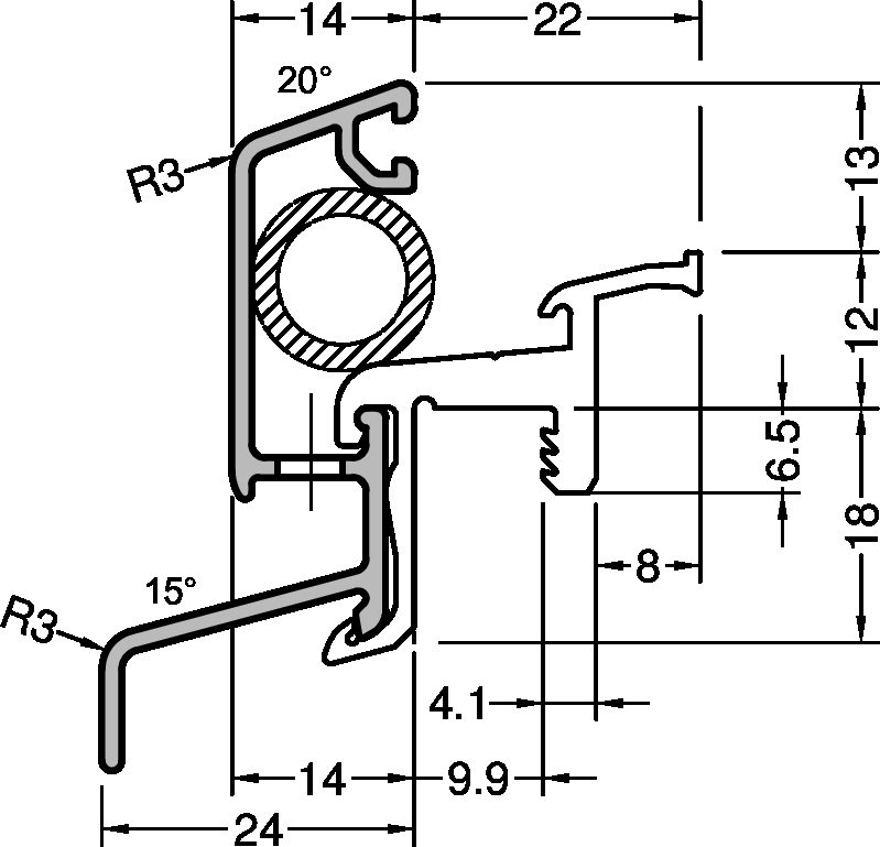 Regenschutzschiene Main 22/24 F-TI K, Stück= 6,00