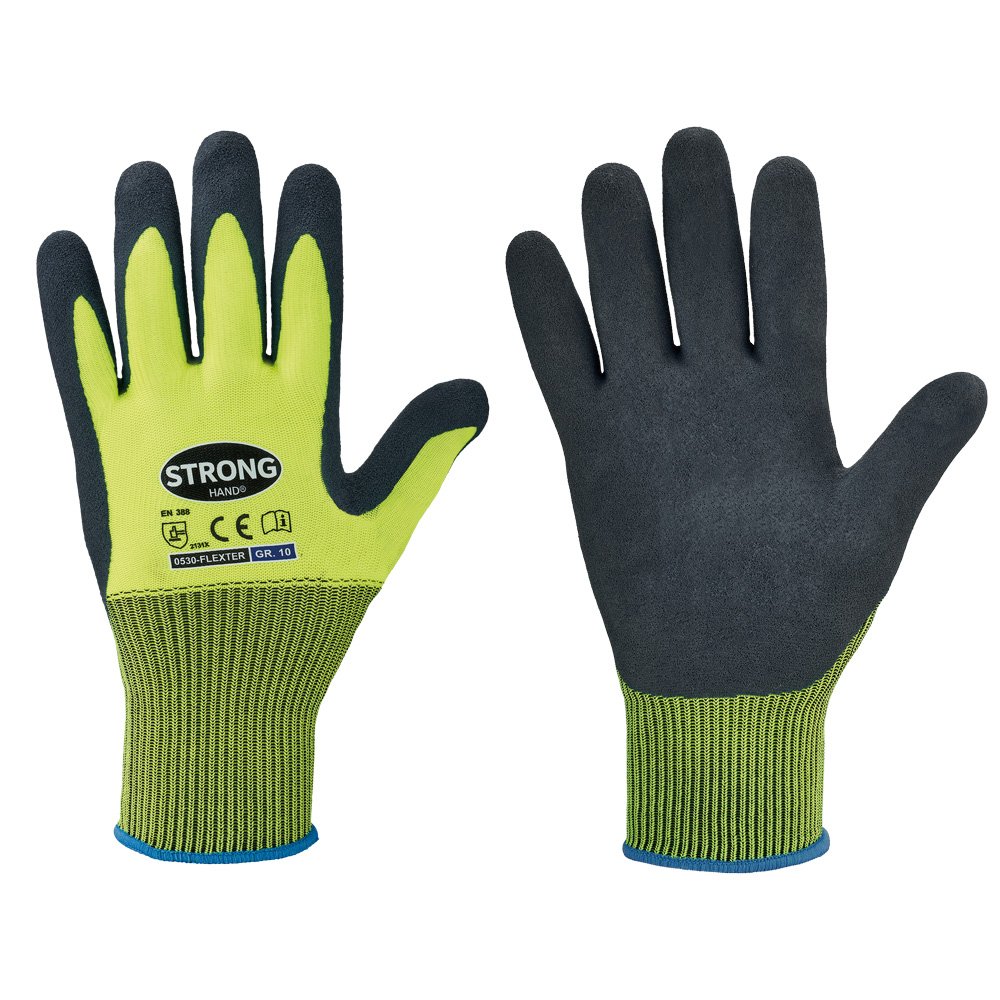 Handschuh Flexter Latex beschichtet, neongelb
