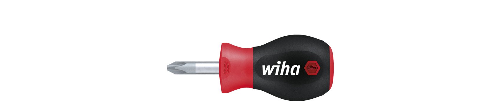 Wiha Schraubendreher SoftFinish® Phillips mit kurzer Rundklinge, Stubby PH2 x 25 mm (26969)