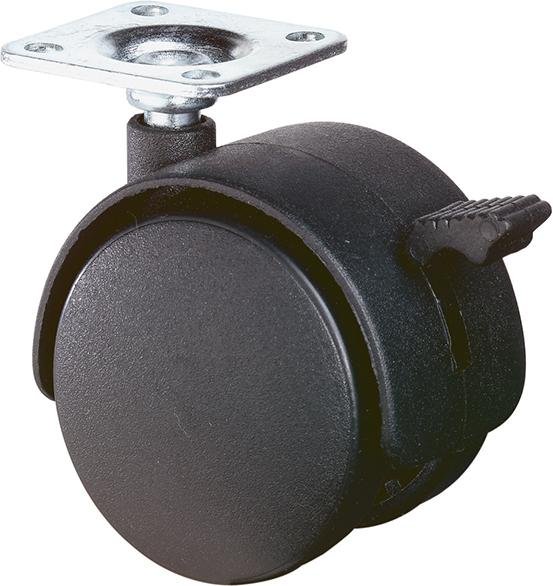 Kst.-Doppelrolle 50mm F8542x42mm Platte m.Festst. F85.050.PL BS ROLLEN