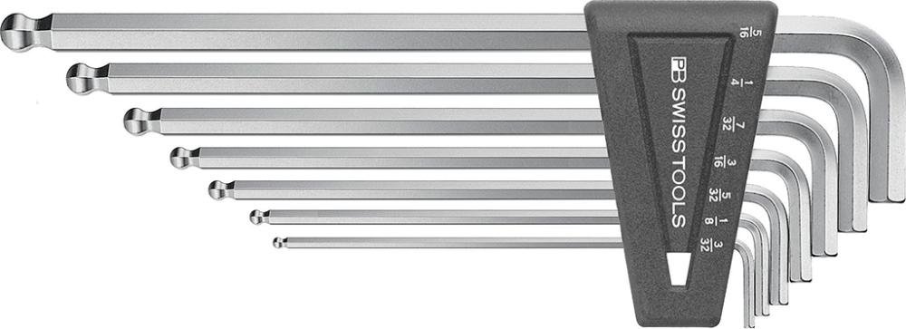 Winkelschraubendreher- Satz im Kunststoffhalter 7-teilig 3/32-5/16" lang Kugelkopf PB Swiss Tools