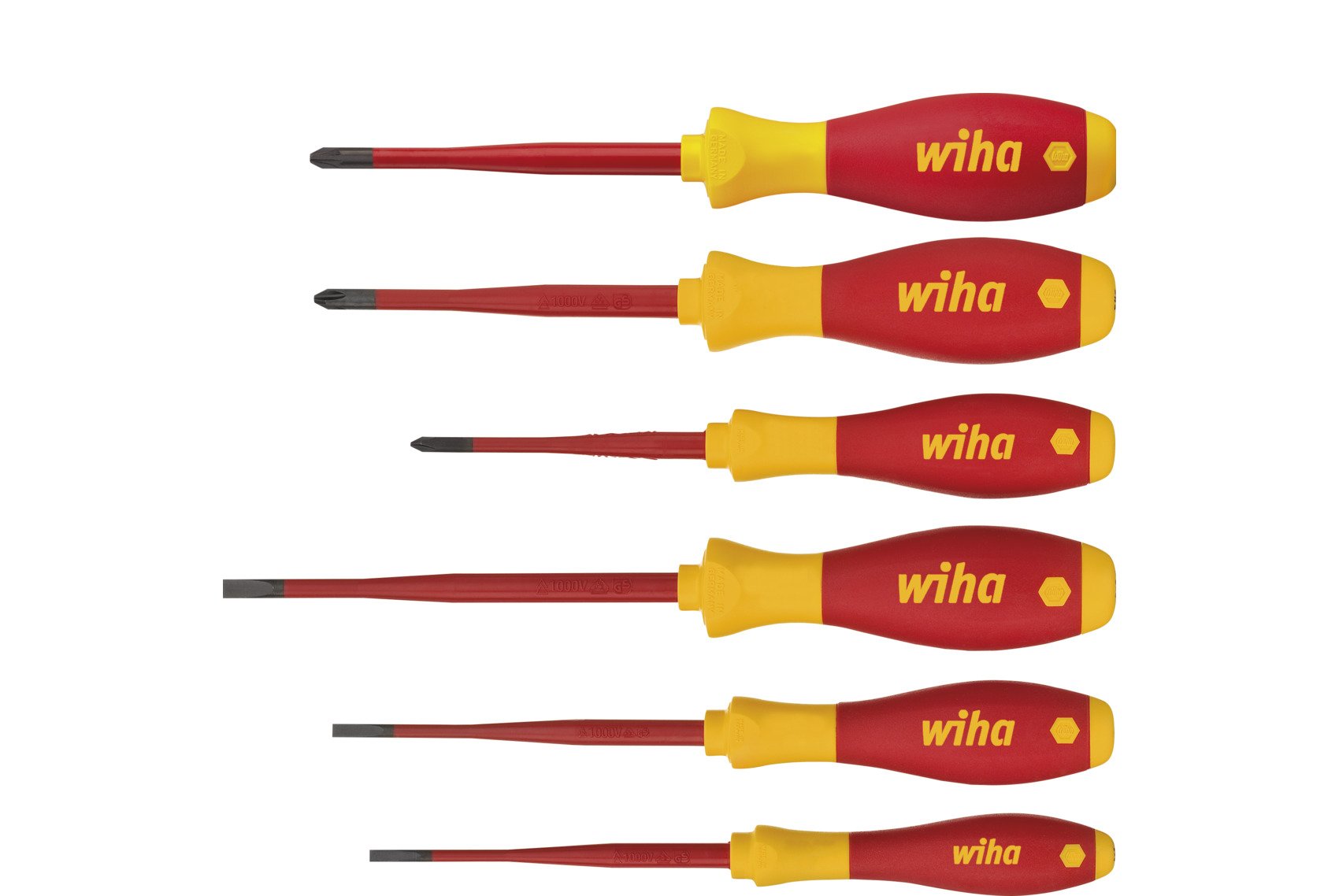 Wiha Schraubendreher Set SoftFinish® electric slimFix Schlitz, Phillips, PlusMinus/Pozidriv 6-tlg. (38362)